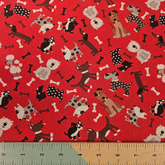 The Craft Cotton Co. 100% Cotton Dog Toss on Red Cotton Fabric 110cm Wide Fabric for Quilting, Dressmaking, Patchwork